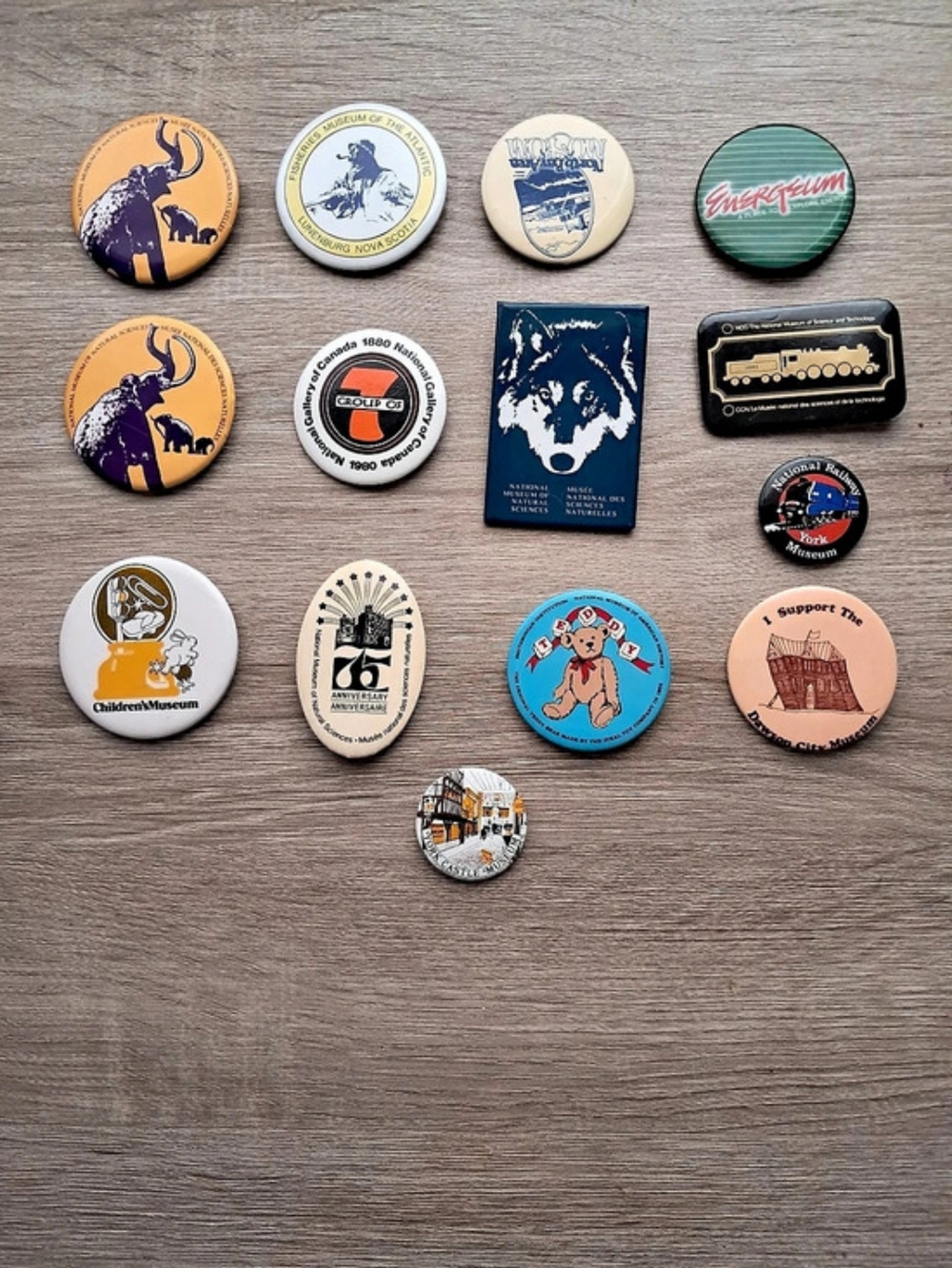 Museum Souvenir Button Pin Collection 13-Piece Multi-Color